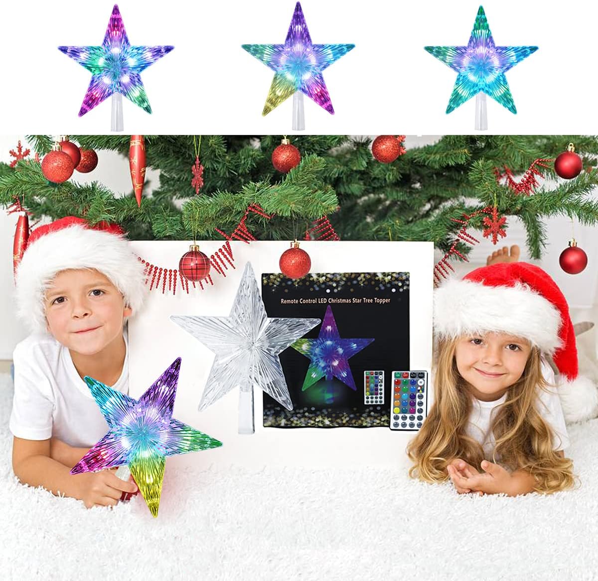 Christmas Tree Topper Star Lighted(Usb Powered Led Color-changing)