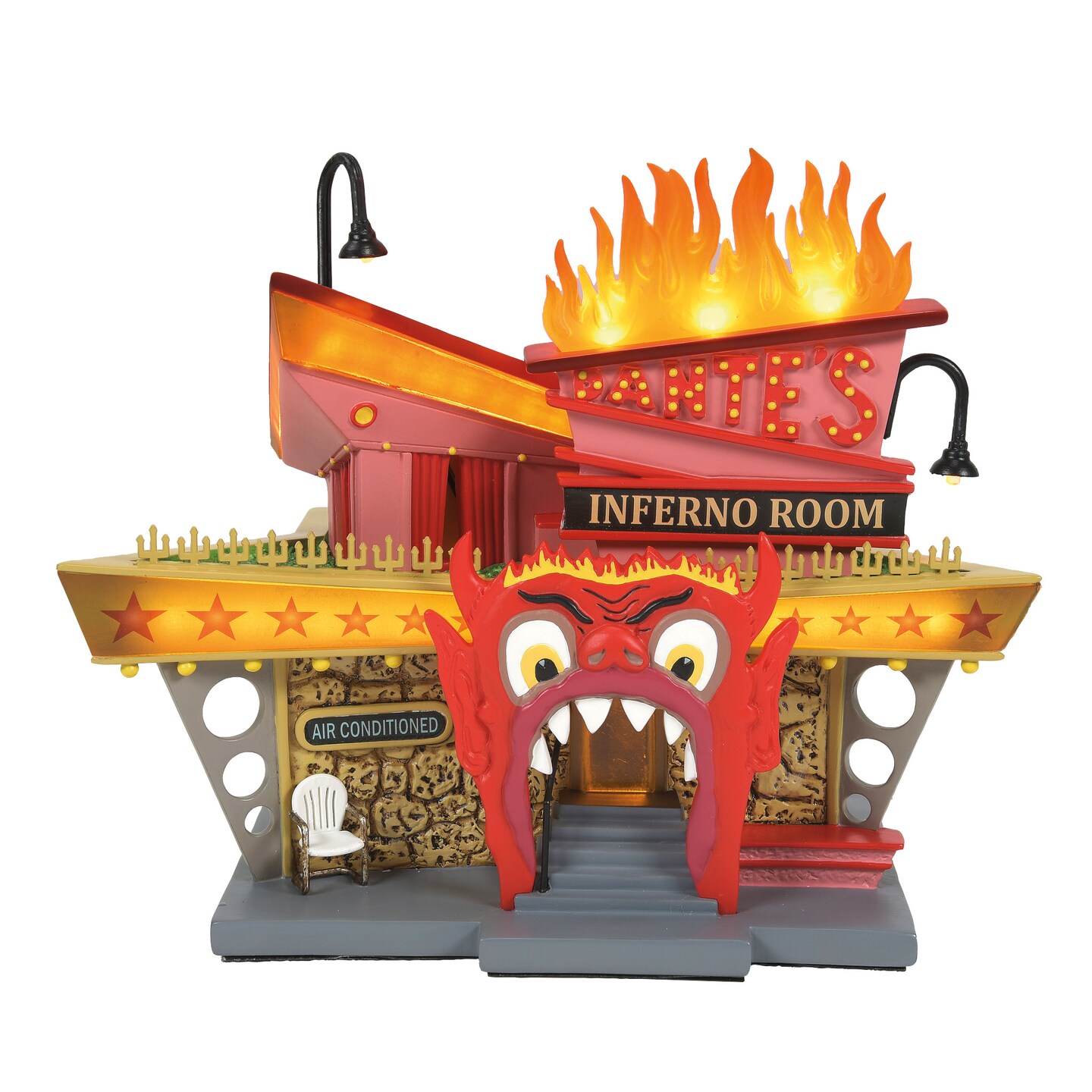 Department 56 Hot Properties Village Dante&#x27;s Inferno Lounge Lit Bulding Figurine 6.7in H