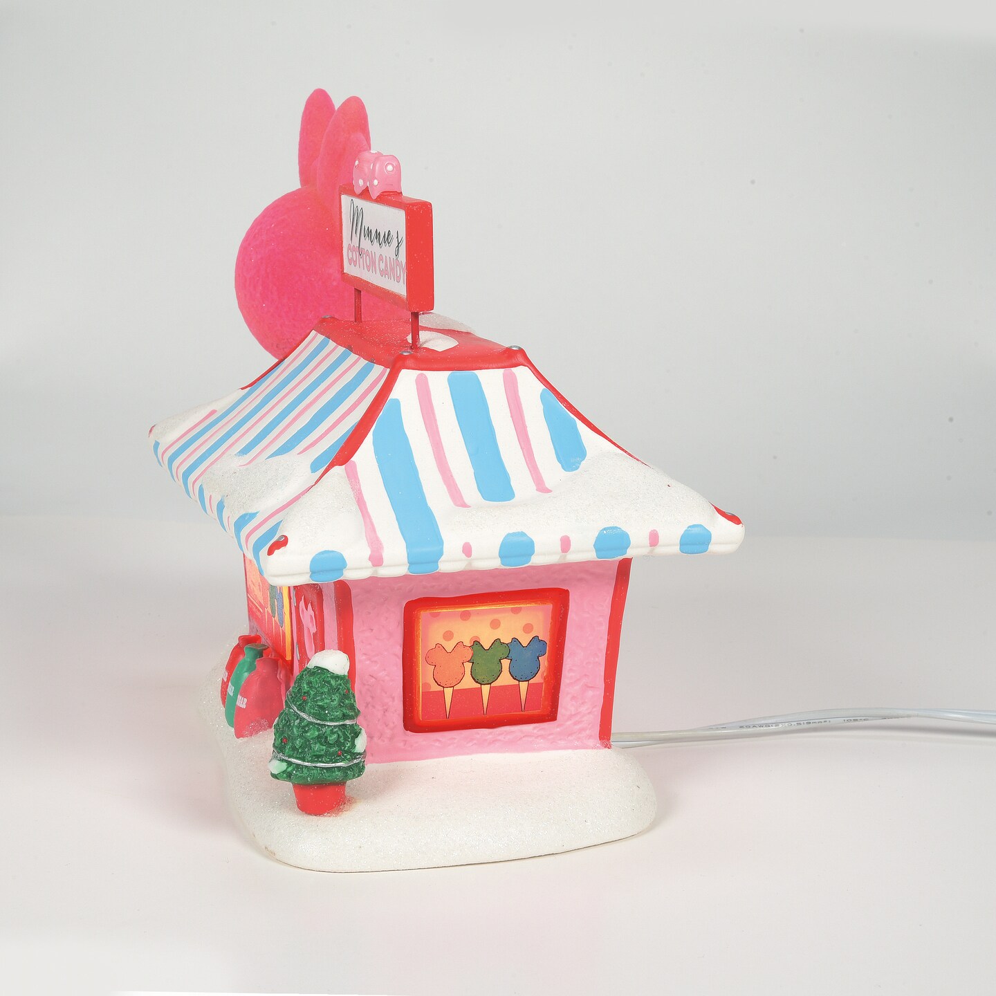 Department 56 Disney Village Minnie&#x27;s Cotton Candy Shop Lit Hanging Christmas Ornament 7.6in H