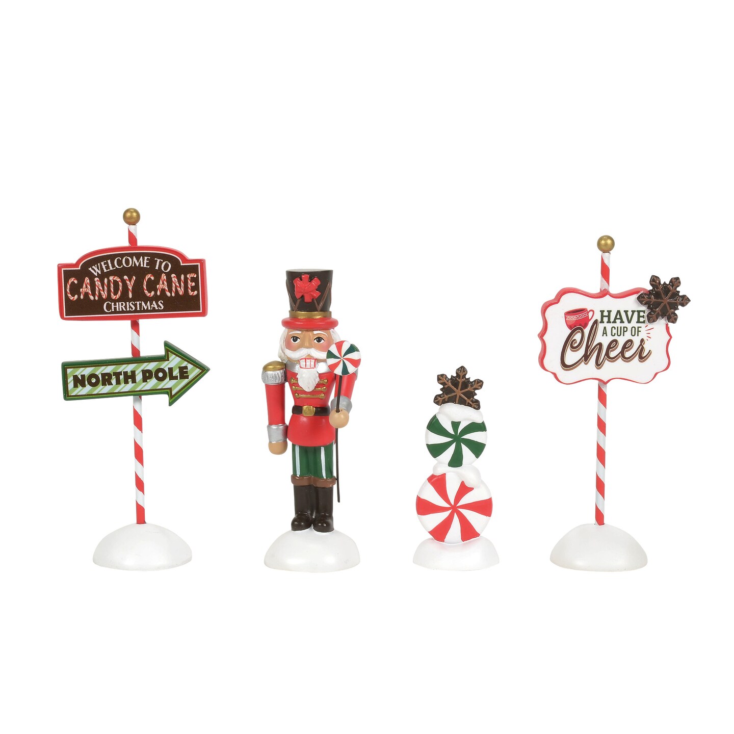 Department 56 Cross Product Village Peppermint Panache Village Figurine Set, 4 pieces 4in H