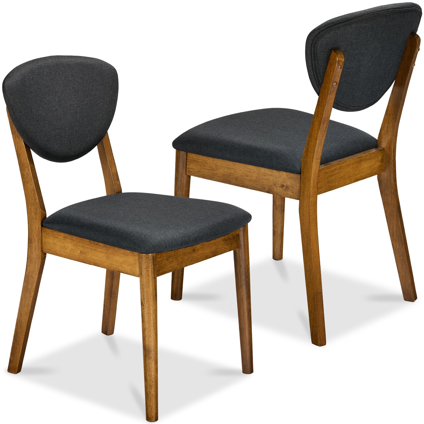 Best Choice Products 2-Piece Mid-Century Modern Wood & Upholstered Dining Chair Set