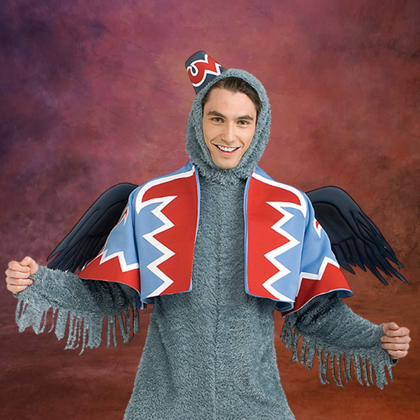 Adult Wizard of Oz Monkey Costume Grey Jumpsuit Headpiece Jacket Wings