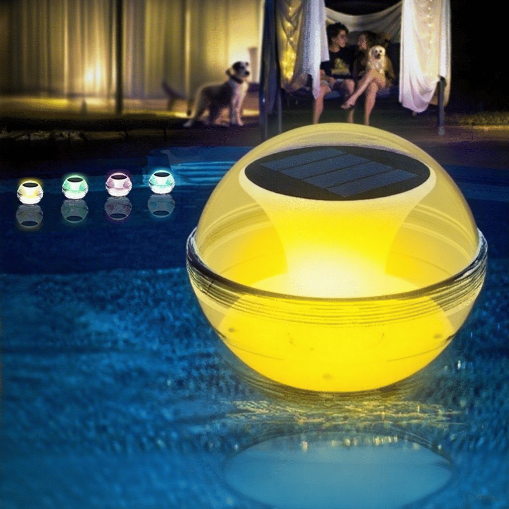 Edge Collections – Outdoor Solar Rechargeable Floating Pool Lights, IPX7 Waterproof – 1 Piece