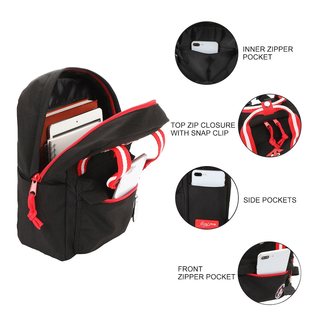 Disney Mickey Mouse Logo Cotton Canvas Women's Pink Mini Backpack