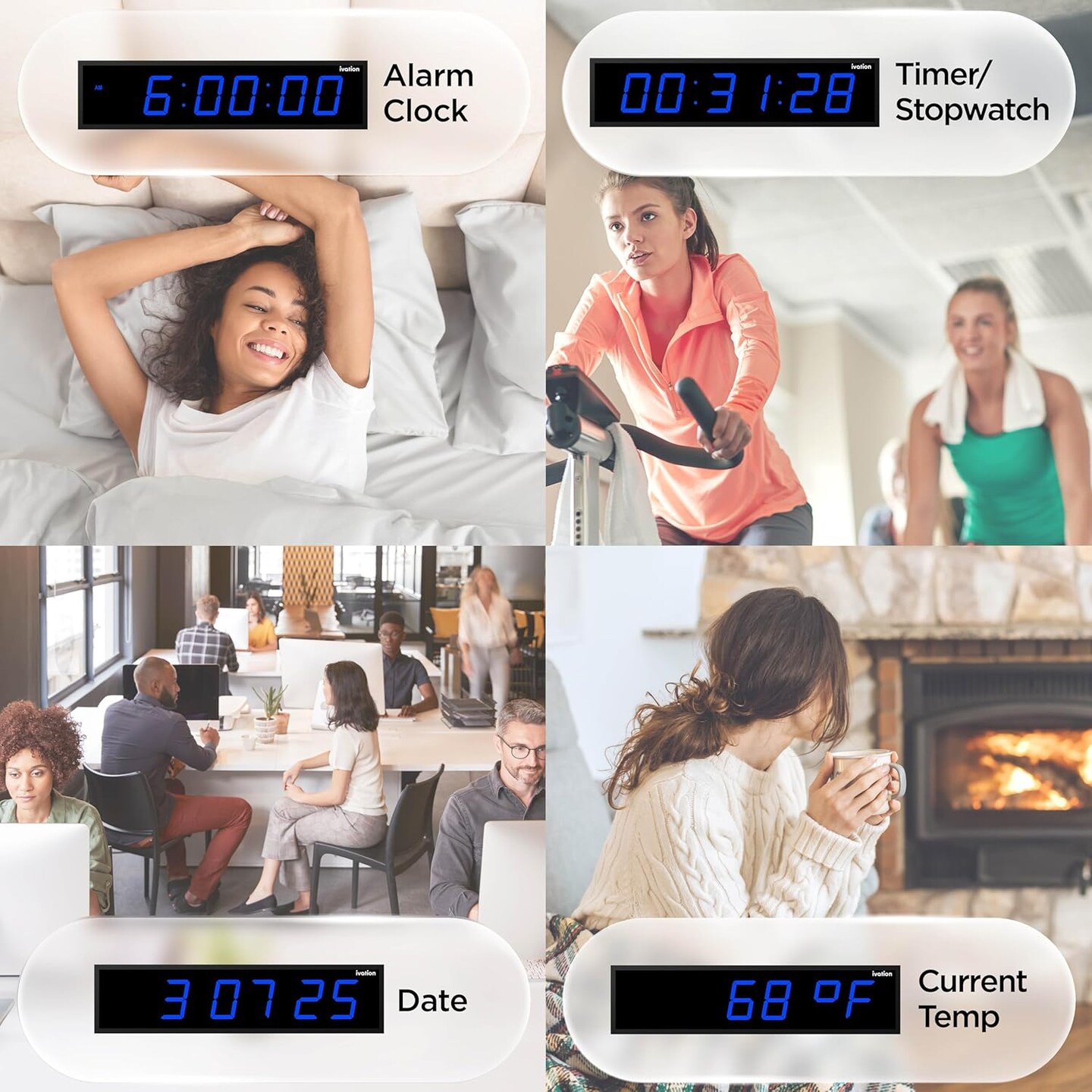 Ivation 72 in. Large Digital Wall Clock, LED Digital Clock with Timer and Alarm