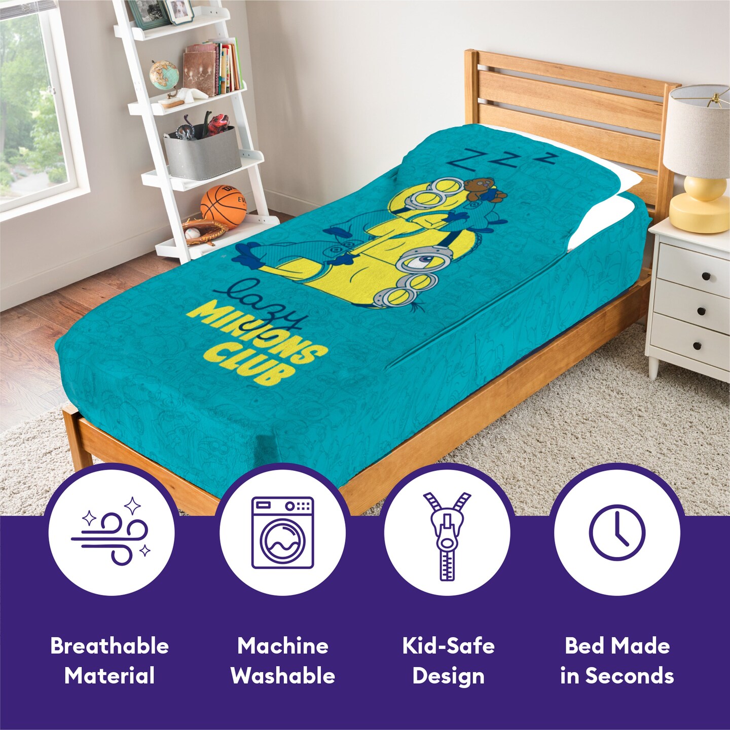ZippySack Twin Bed Zip-Up Bedding &#x2013; Minions