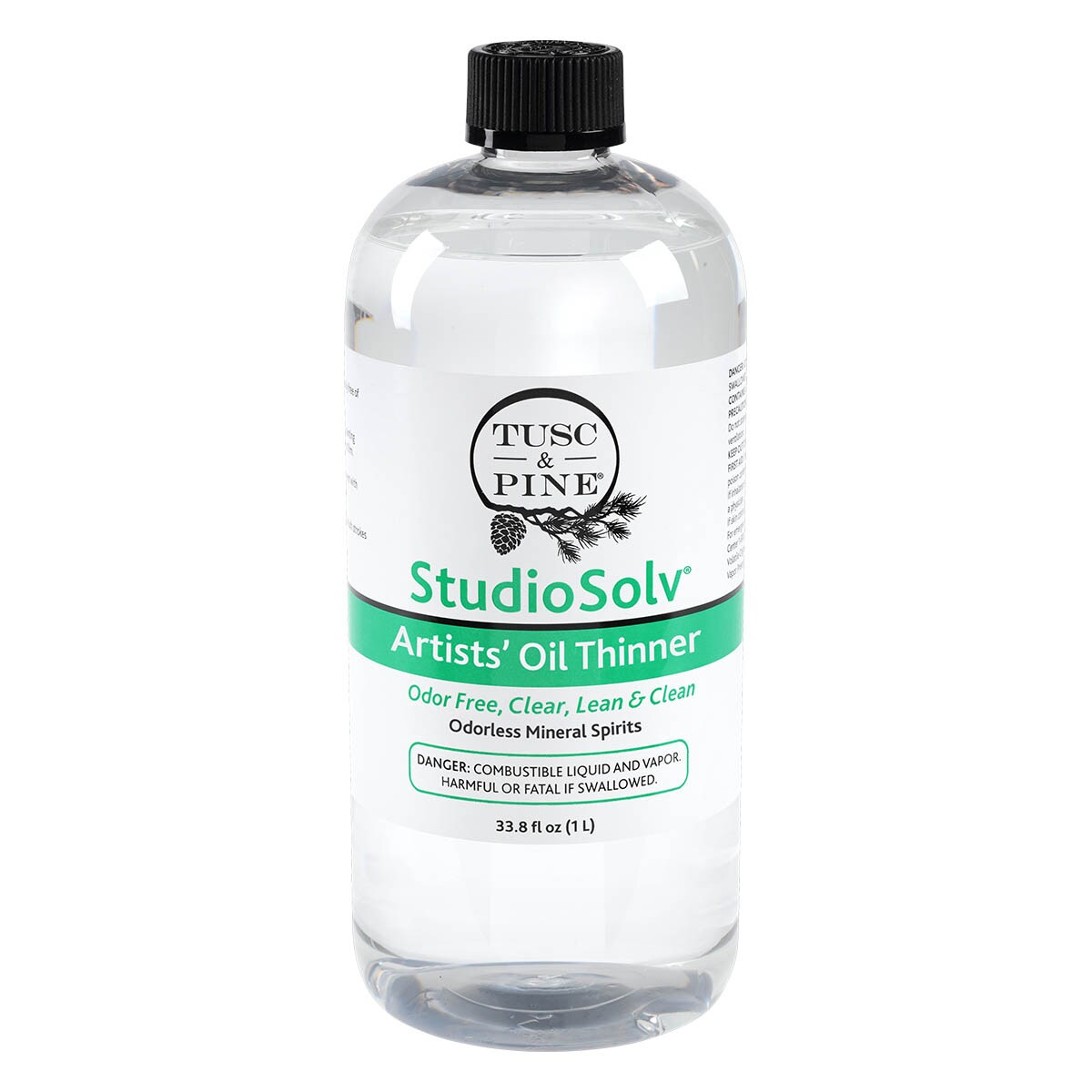 Tusc & Pine StudioSolv™ Odorless Mineral Spirits 33.8oz (1L) - Purified Odor-Free Spirit Solvent For Thinning Oils, Artists, Painting Thinner, Professionals, & More!