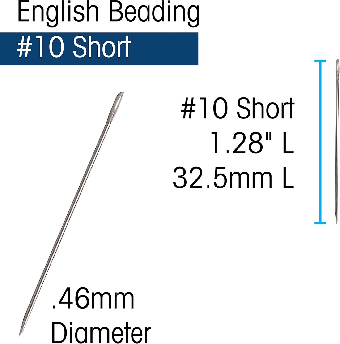 John James Short Beading Needles, Size 10, Pack of 25, Made in England, Use for Loom Weaving Beadwork, Off-Loom Stitching and Jewelry Making with Seed Beads
