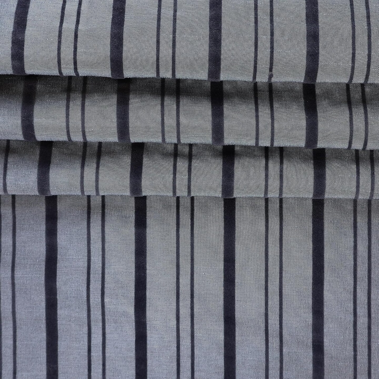 Mook Fabrics Delano Stripe Drapery Fabric [59 in. Wide] Federal Blue w/Navy - By The Yard