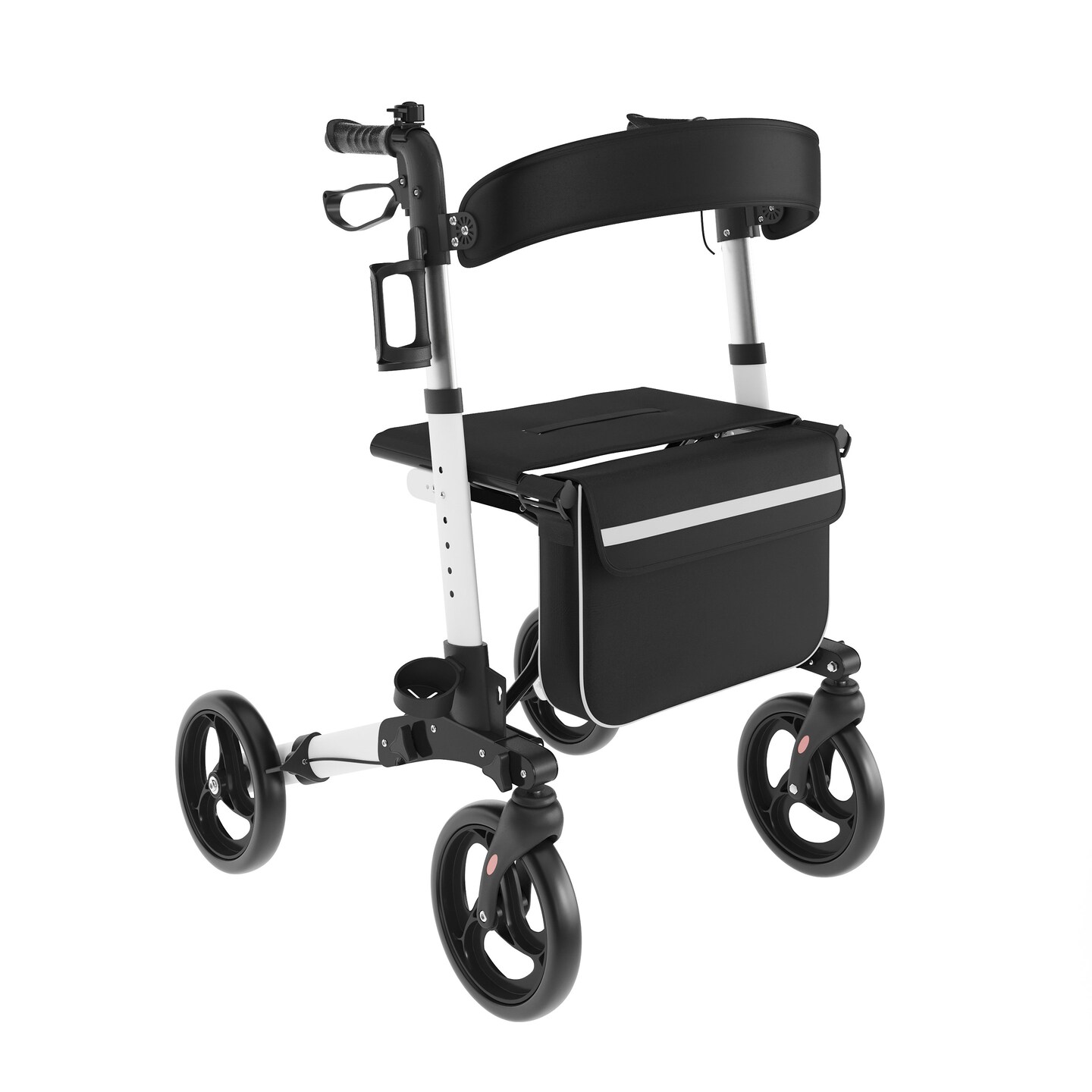 Emma and Oliver Ramsey Rollator Walker with Lightweight, Height-Adjust, Foldable Frame, Three-Setting Hand Brake System, 360&#xB0; Swivel