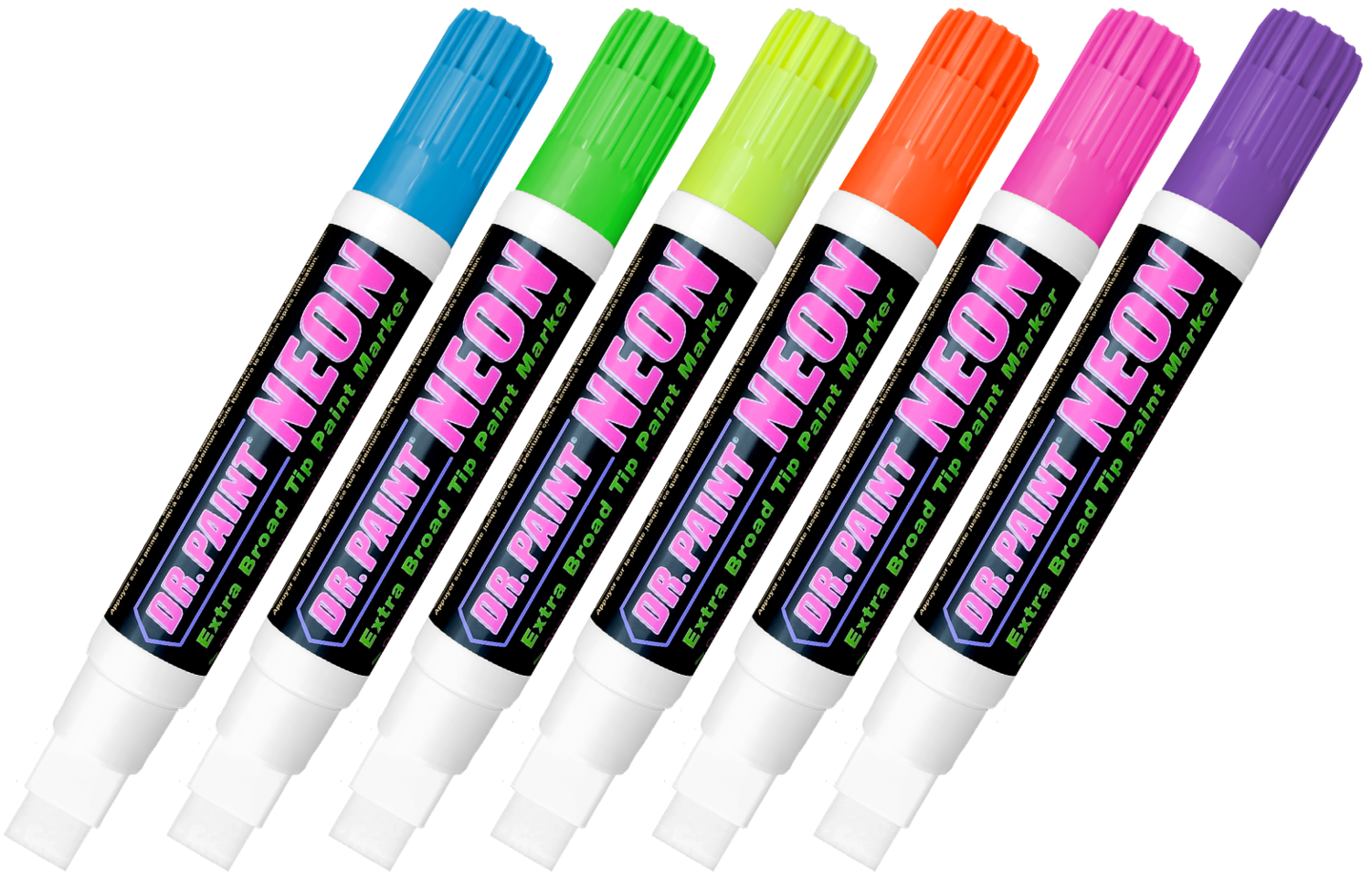 U-Mark DR. PAINT&#x2122; Extra Broad NEON Tip Window Paint Marker 6pk - 1 ea. bl, gr, yl, or, pk, pu