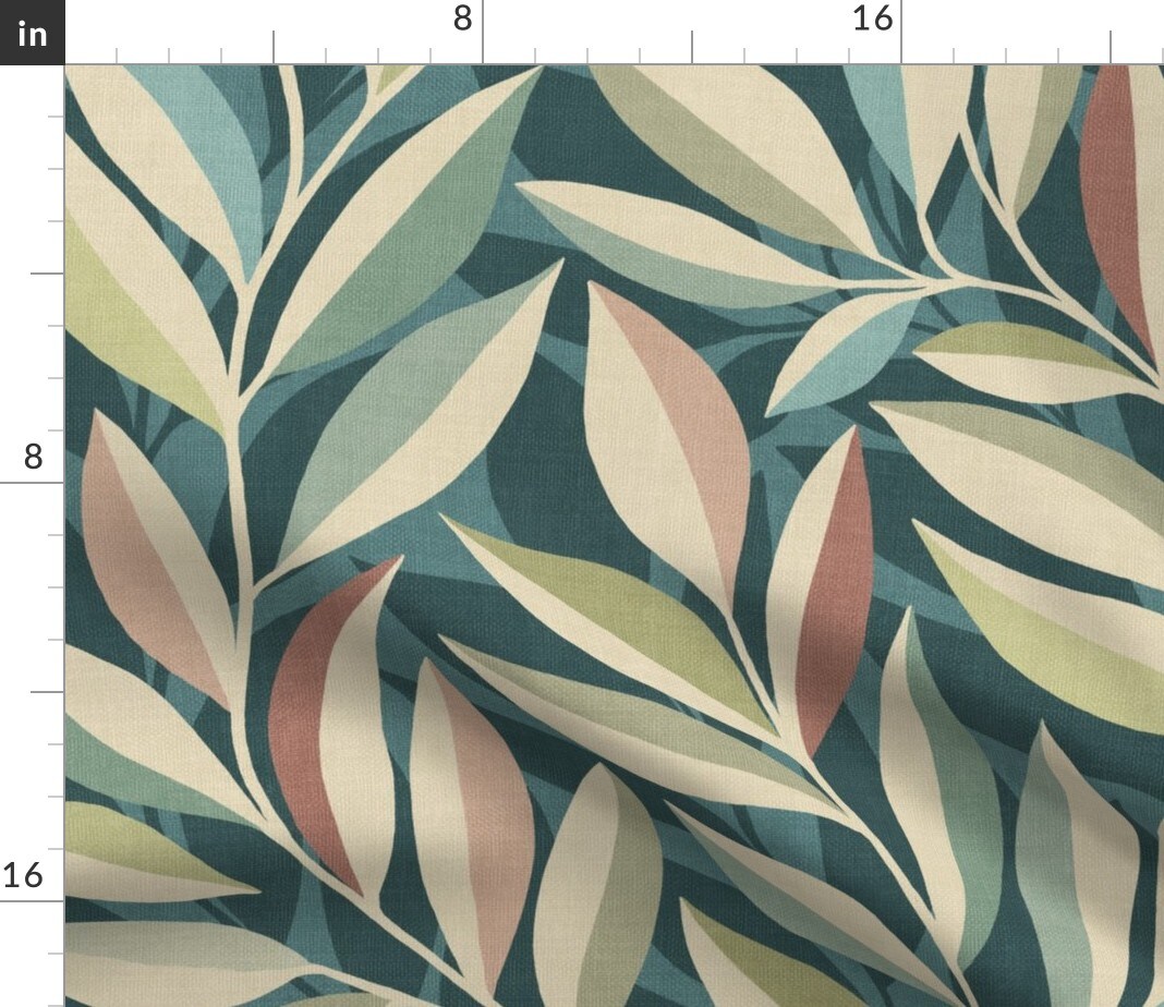 Modern Botanical Calm Leaves Eucalyptus Leaf Tropical Multicolor Blue Green Large Scale Custom Printed Fabric by Spoonflower Various Fabrics by the Yard or Fat Quarter