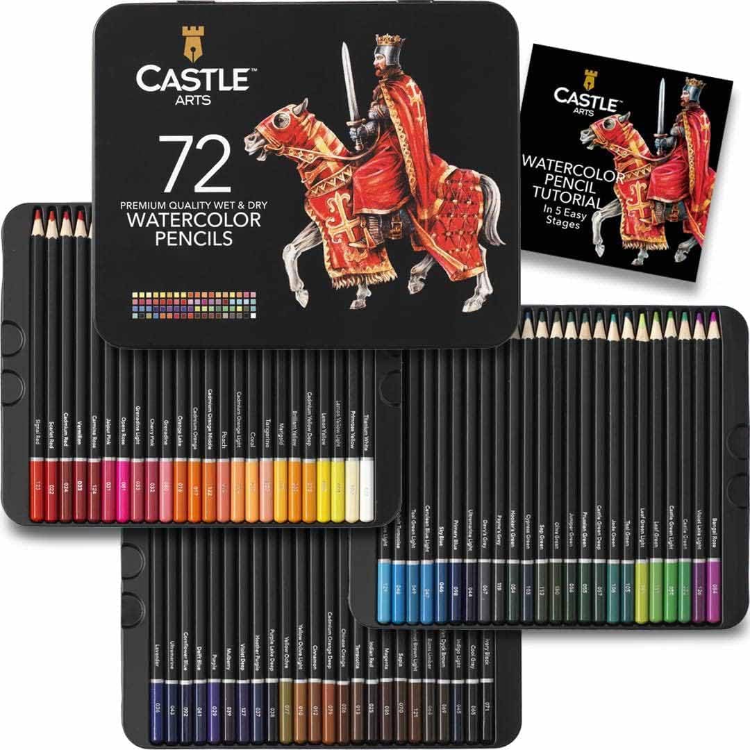 72 Watercolour Pencils Set, Luminous Premium Pigments for Mixing, Drawing and Painting