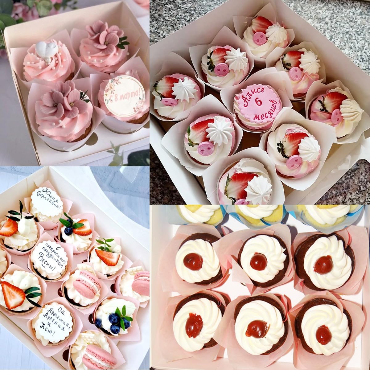 50 Pieces Tulip Cupcake Muffin Liners Paper Baking Cups Greaseproof Cupcake Wrappers for Birthday Wedding Party Baby Showers Catering Restaurants(Pink)