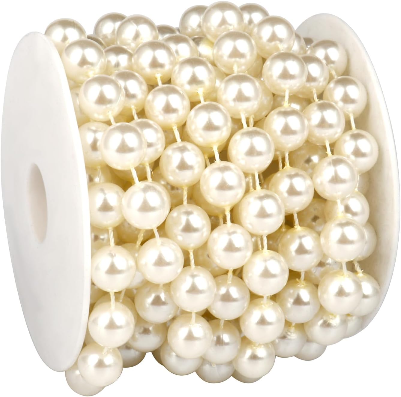 12MM Craft Pearl Beads String Spool Ivory Color Faux Pearl Strand Roll