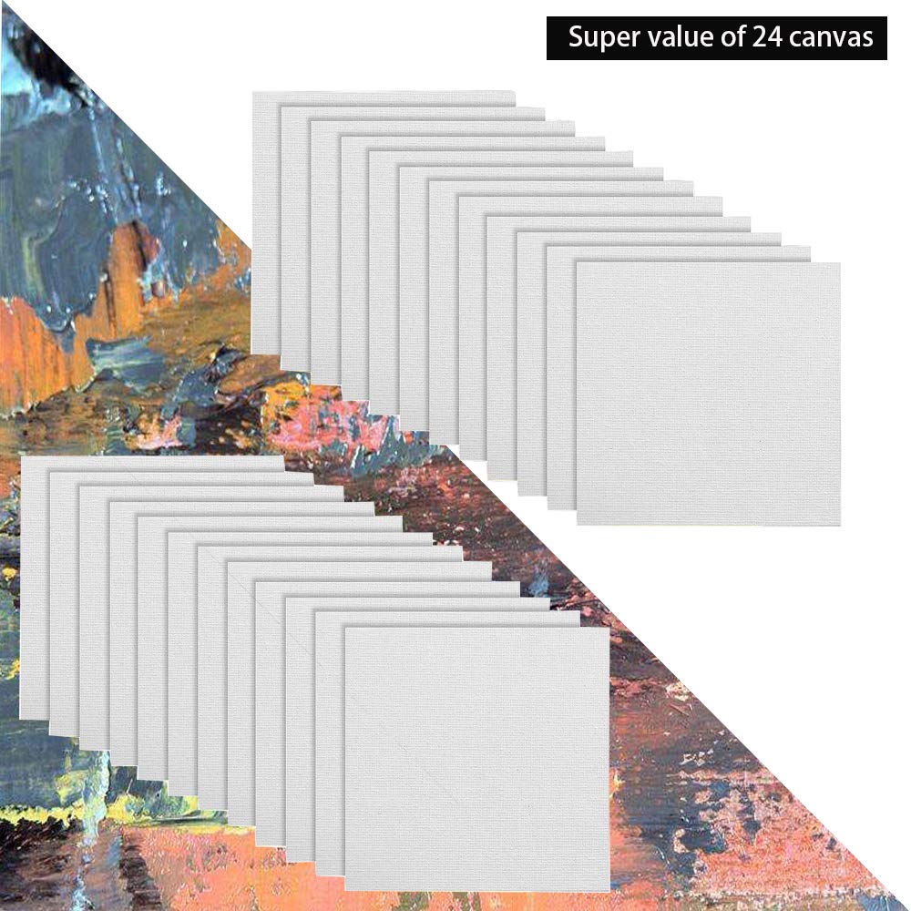 24 Pack Mini Canvas Panels 4x4 Artist Canvas Boards, Double-Wrapped Acid Free Small Art Canvas Value Pack for Oil &#x26; Acrylic Painting.