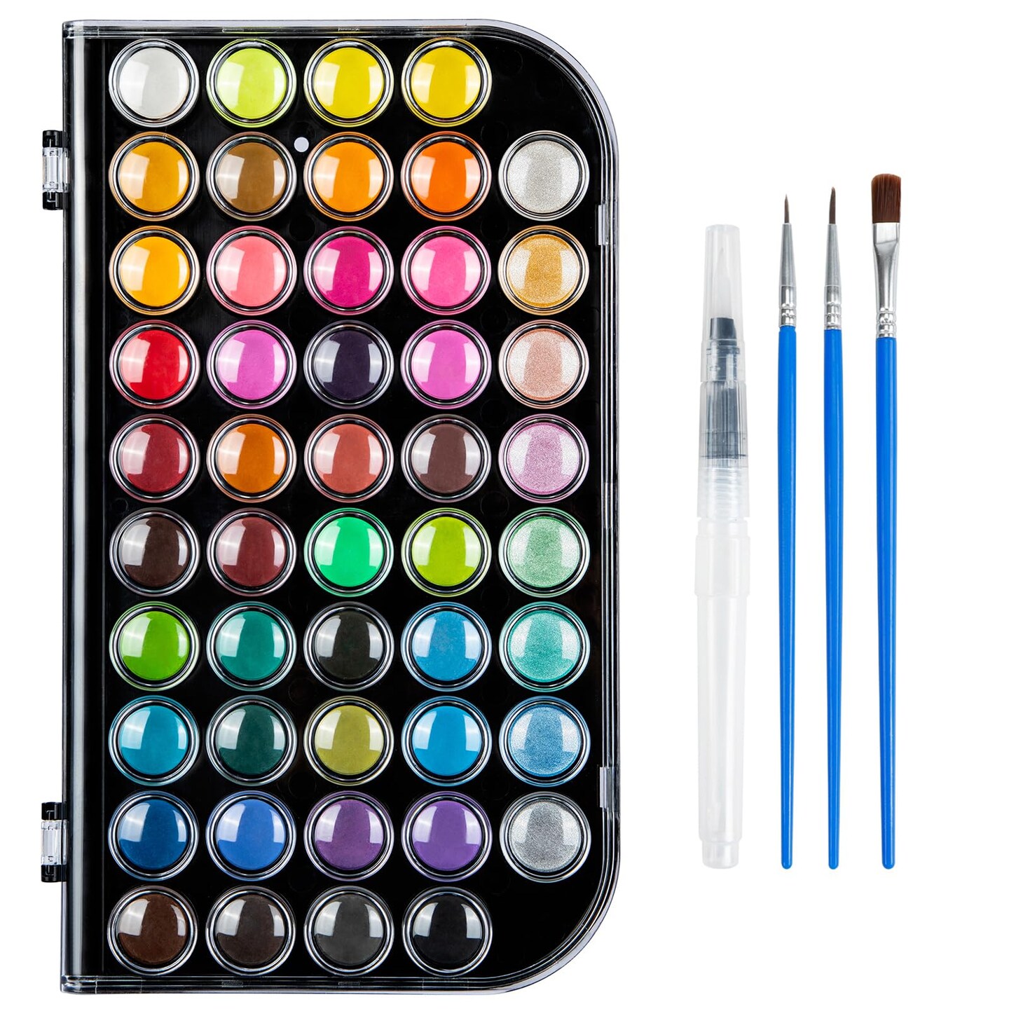 40+8 Watercolor Paint Set, Washable Water Color Paint Sets for Kids Adult Beginner, Non-toxic Watercolors with 3 Brushes 1 Refillable Water Brush Pen and Palette, Artists Watercolor Set, Art Supplies