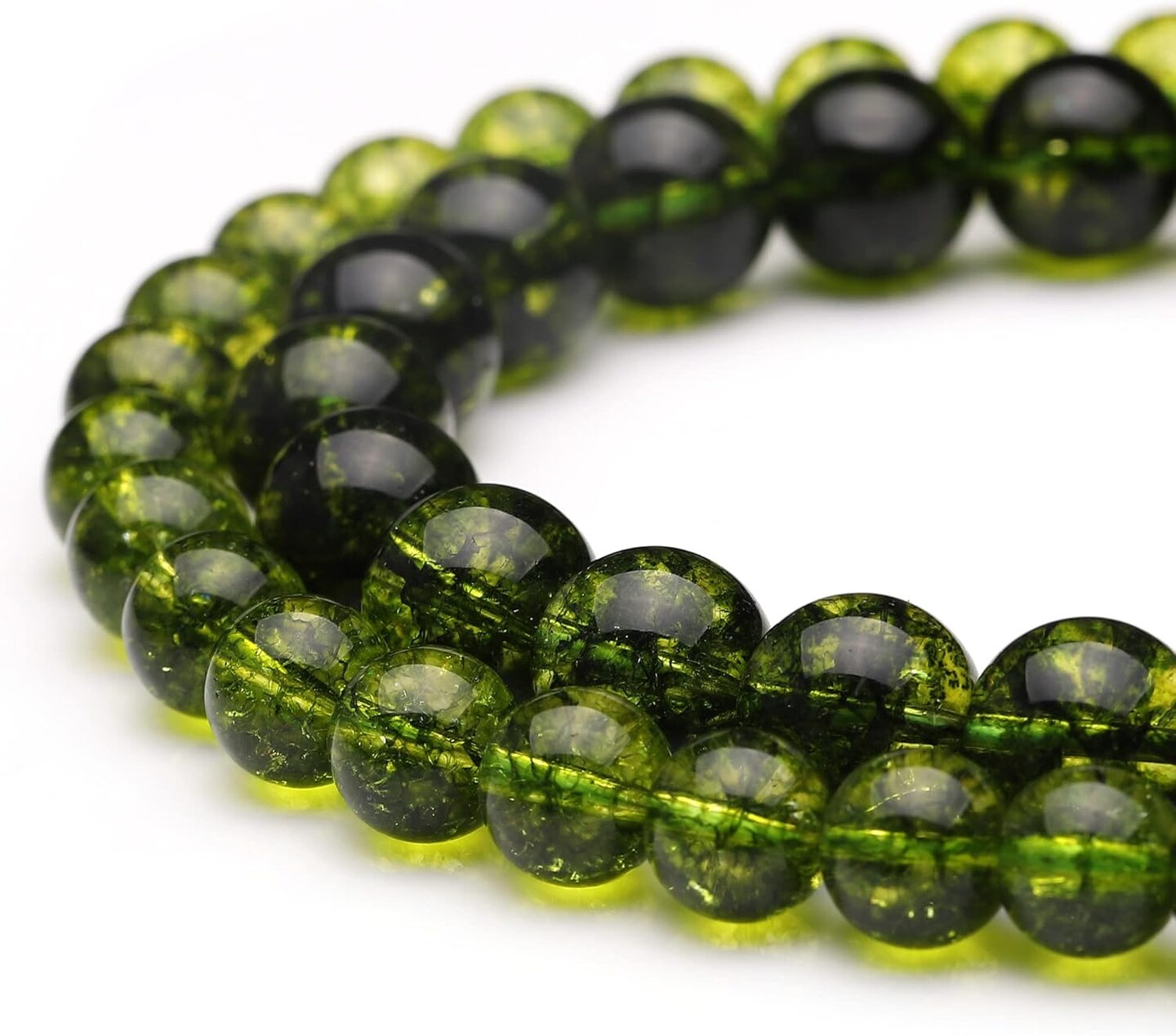 Natural Crystal Beads for Jewelry Making,6mm Peridot Polished Round Smooth Stone Beads,Genuine Real Stone Beads for Bracelet Necklace 15 Inch(Peridot,6mm)