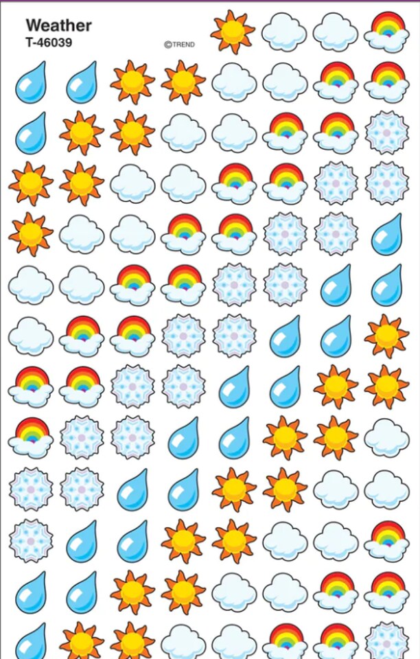 Weather Stickers – 800 Pack Classroom Rewards, Weather Chart Stickers for Teachers, Kids Crafts & Learning Activities