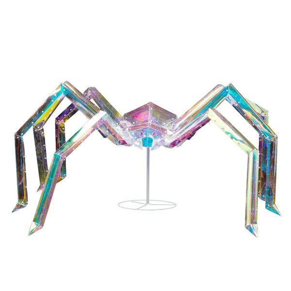 3FT Halloween Decorations Light Up Spider, Outdoor Halloween Decor Lighted Iridescent Spider, Weather Proof Pre-lit Spider with 340 LED Lights, for Front Yard Porch Gardens Lawns Party
