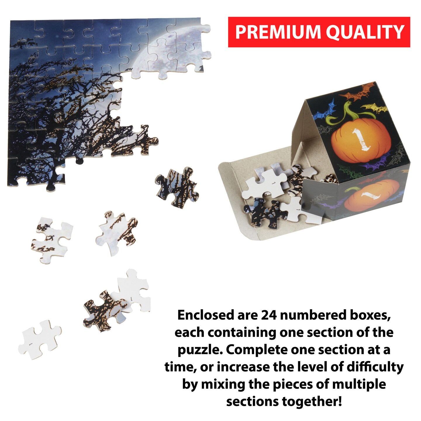 Count Down to Halloween Puzzle - Halloween Nightmare Simple Sections™ Jigsaw Puzzle - 1000 Pieces - 24 Sections to Complete - 2025 Advent Calendar