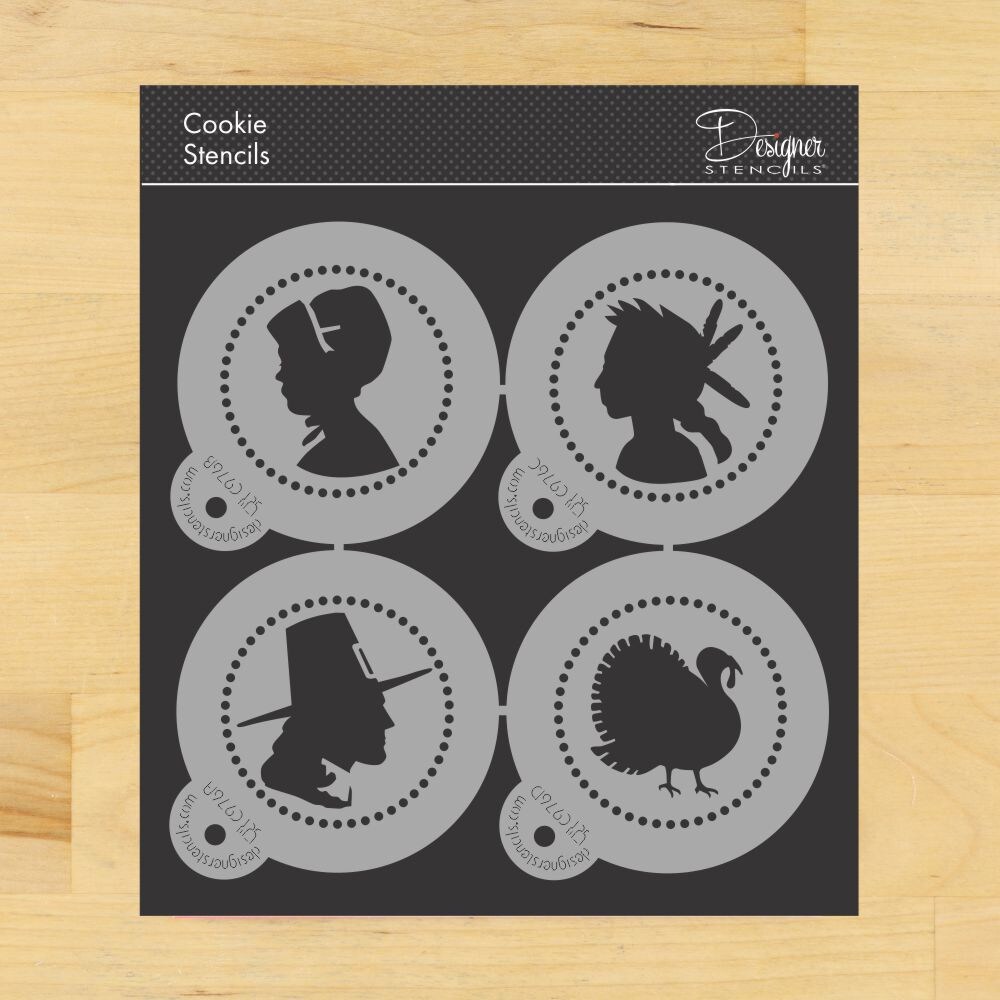 Thanksgiving Silhouette Cookie Stencil | C976 by Designer Stencils | Cookie Decorating Tools |