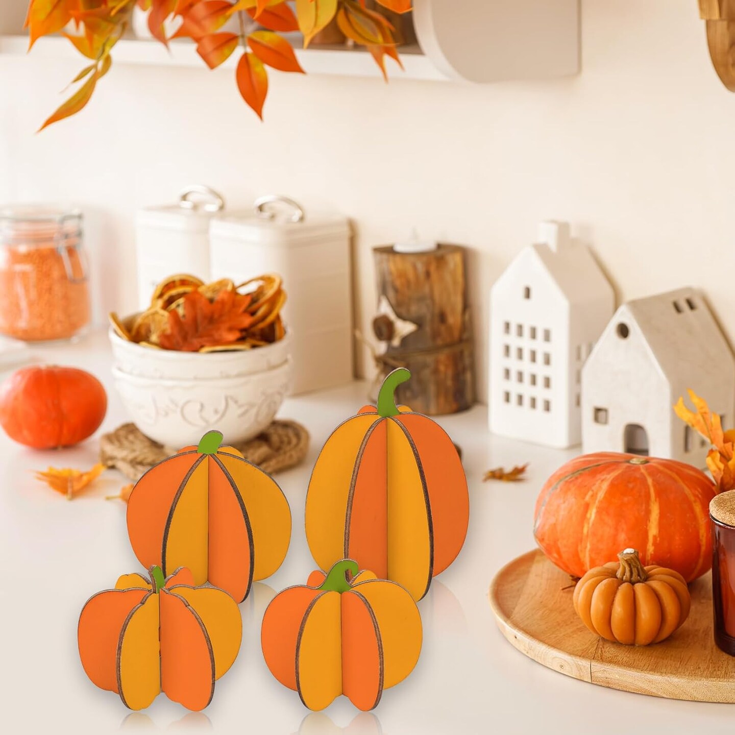 DIY 3D Pumpkins Wood Crafts to Paint 3.15 x 3.15 x 0.12 inches