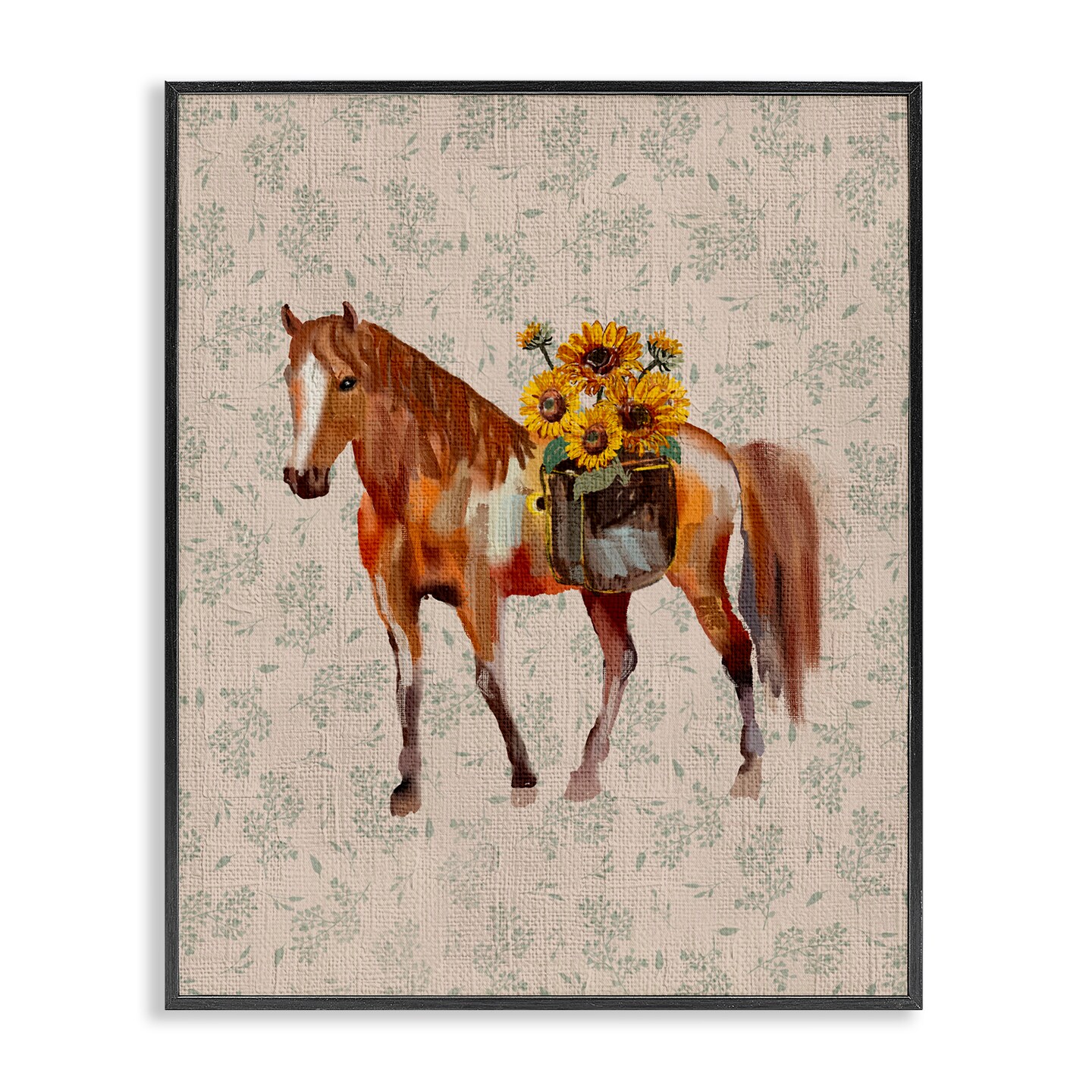 Stupell Industries Cottage Horse with Florals Framed Giclee, design by Yen