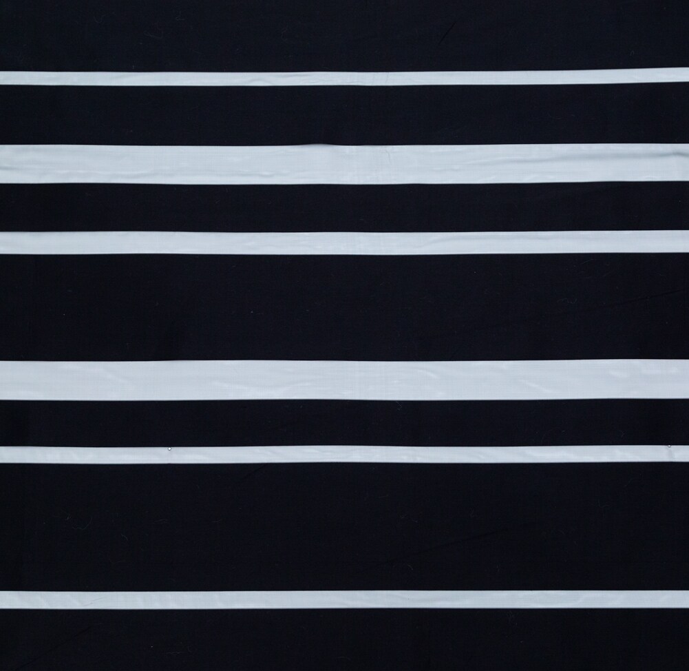 1 Yard Italian Black Cotton Awning Striped Polyester Organza Fabric