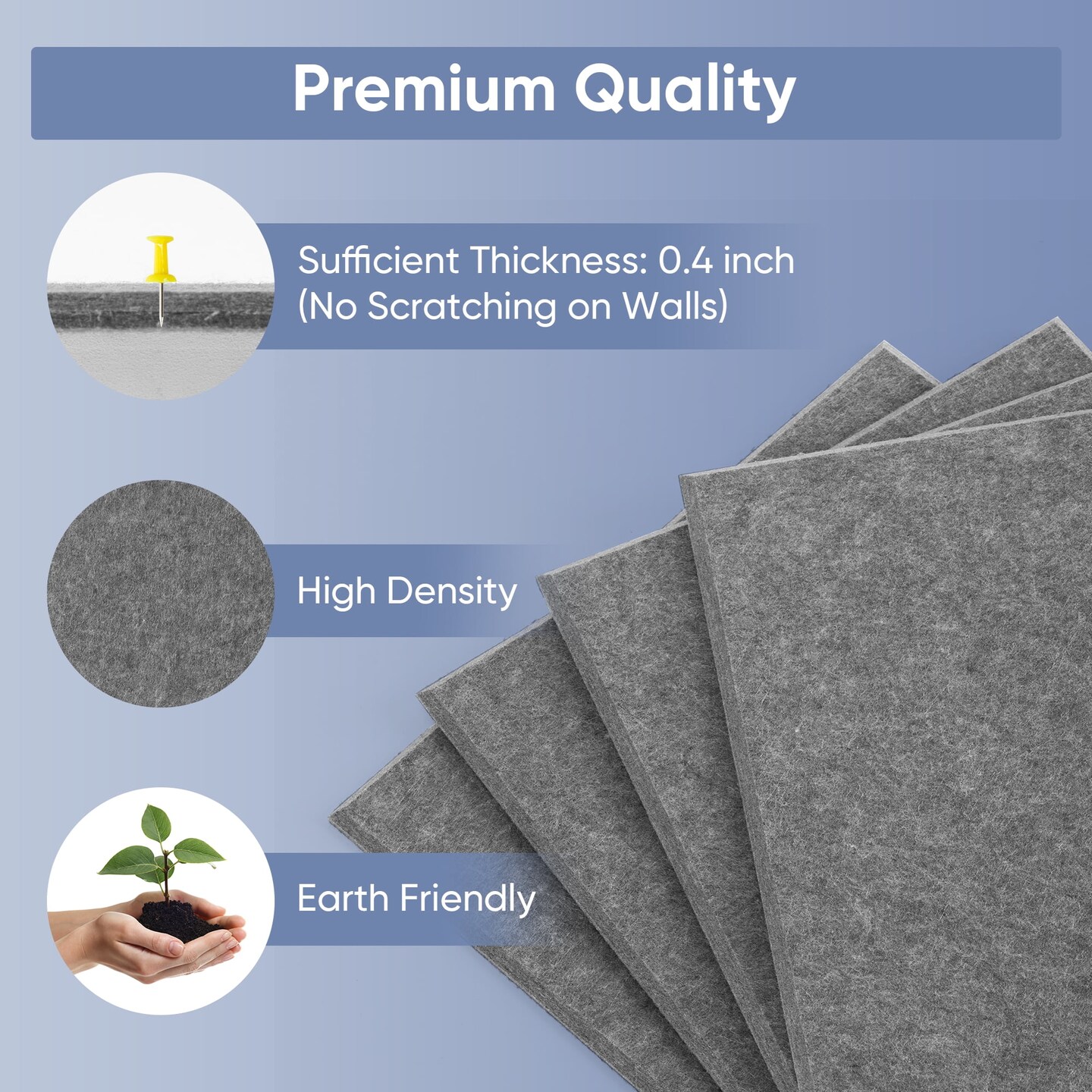 VUSIGN Large Cork Board for Wall 47"x35", 6 Pack Bulletin Board, Felt Wall Tiles with Adhesive Tabs and Push Pins, Push Pin Board for Office, School, Home, Grey