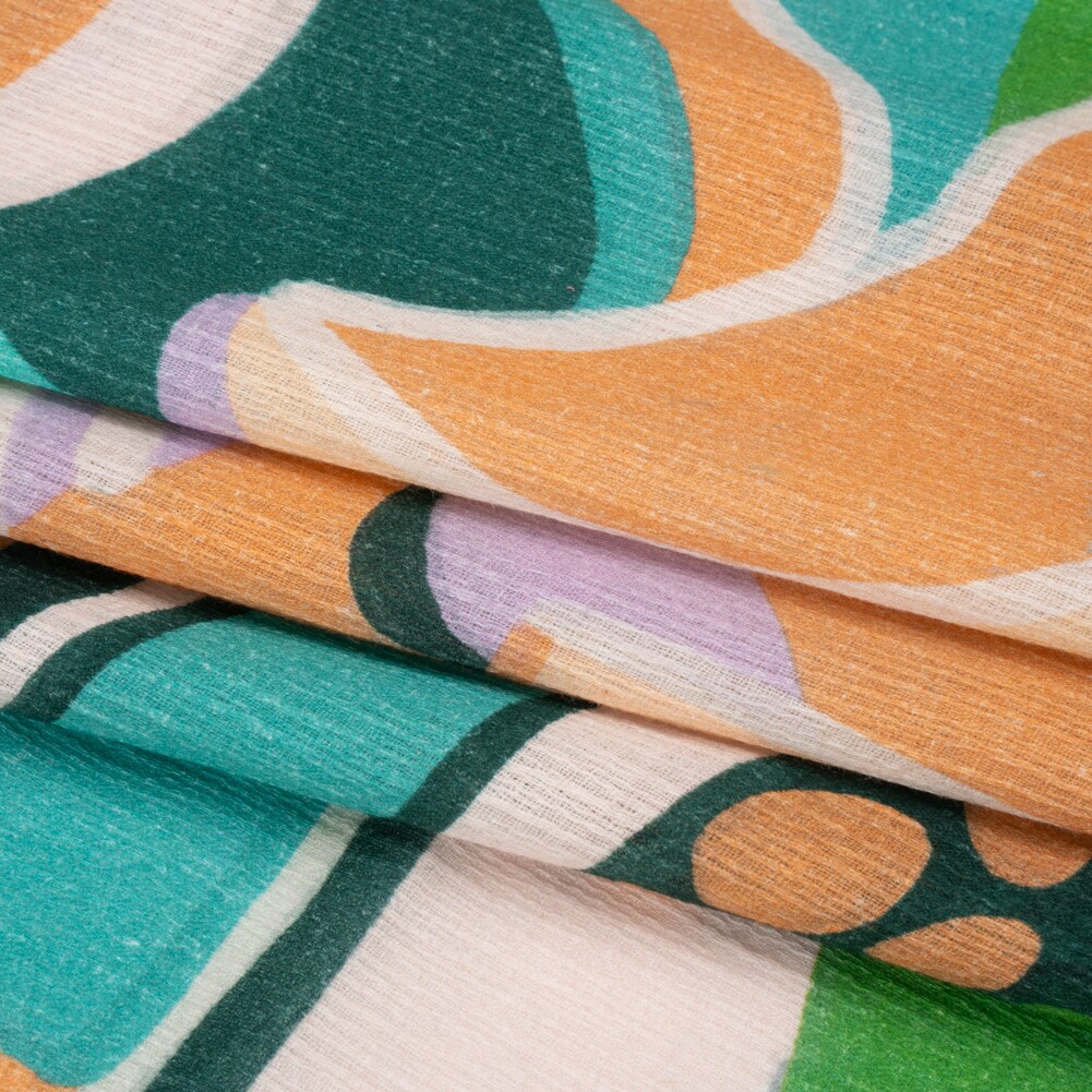 1 Yard Orange Mid Mod Mushroom Cotton Gauze Fabric 55 inch Width