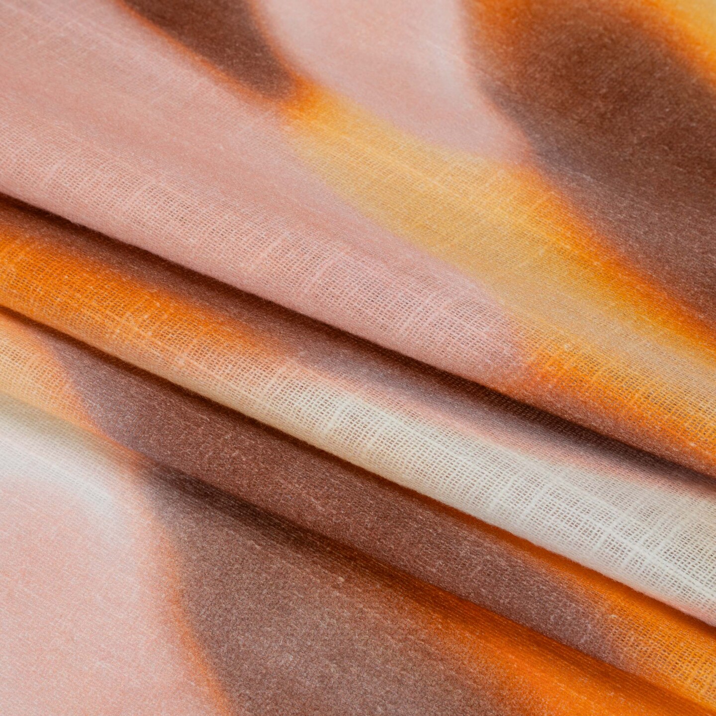 1 Yard Orange, Pink and Brown Hazy Abstract Cotton Gauze Fabric 57 inch Width