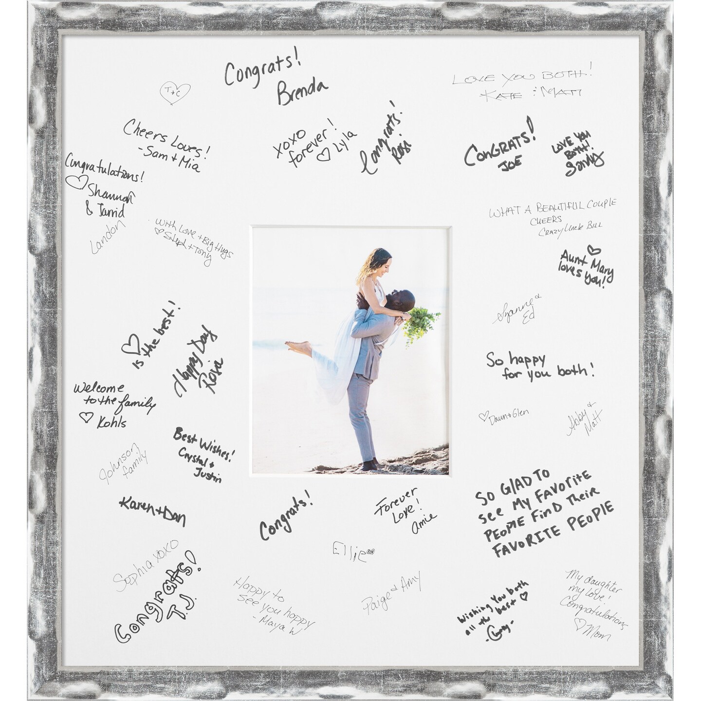 Scratched Wave Signature Mat Picture Frame, Photo Frame Wedding Guest Book Alternative, Autograph Picture Mat for Signature Board, Wedding Celebrations Graduations Support Encouragement or Retirement