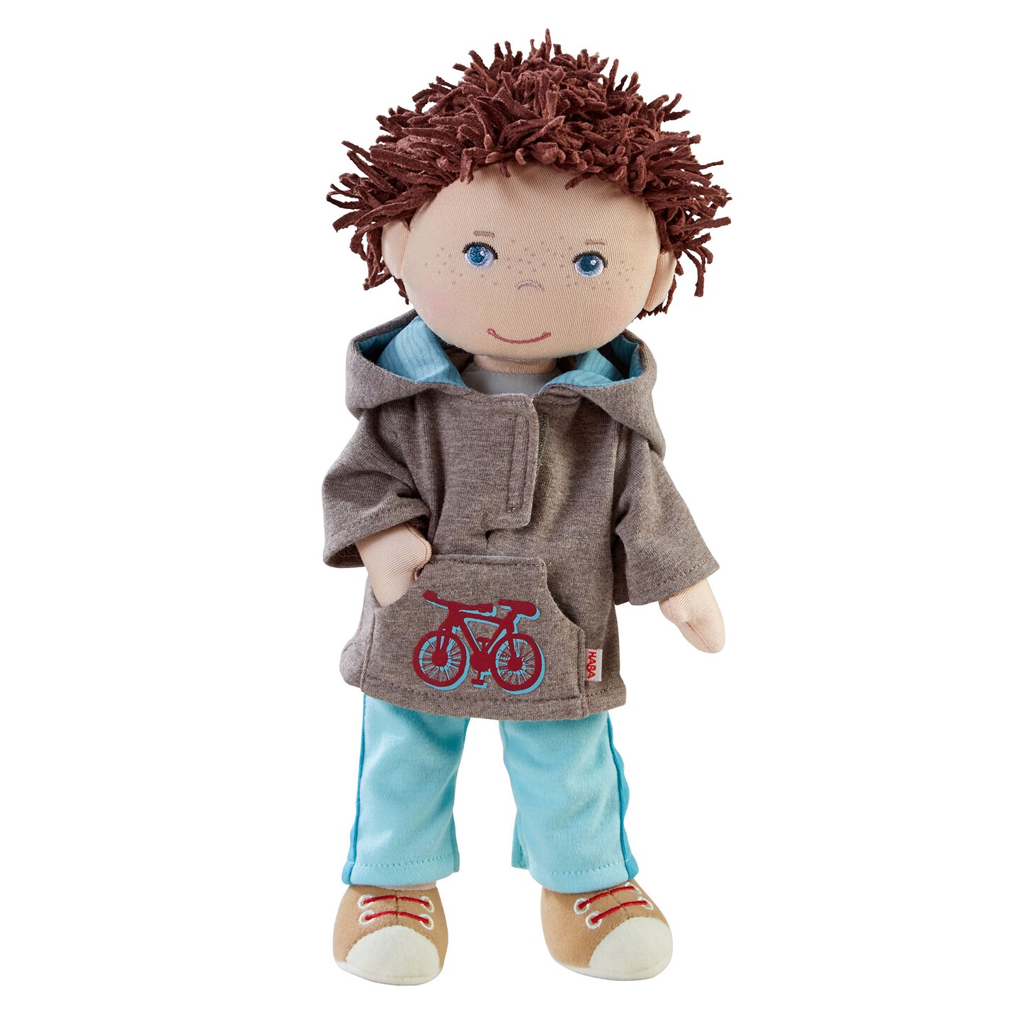 HABA Lian 12" Soft Doll - Baby Boy Doll with Brown Hair and Blue Eyes, Perfect Plush Toy for 18 Months & Up with Embroidered Face (Machine Washable)