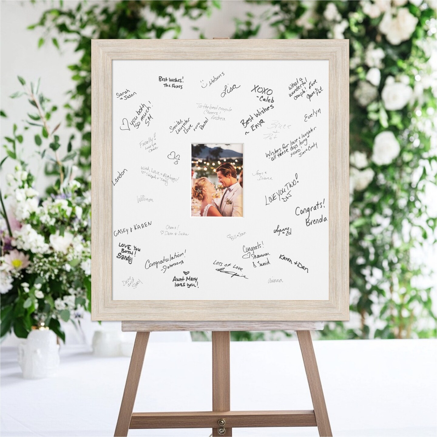 Hardwood Signature Mat Picture Frame, Photo Frame Wedding Guest Book Alternative, Autograph Picture Mat for Signature Board, Wedding Celebrations Graduations Support Encouragement or Retirement
