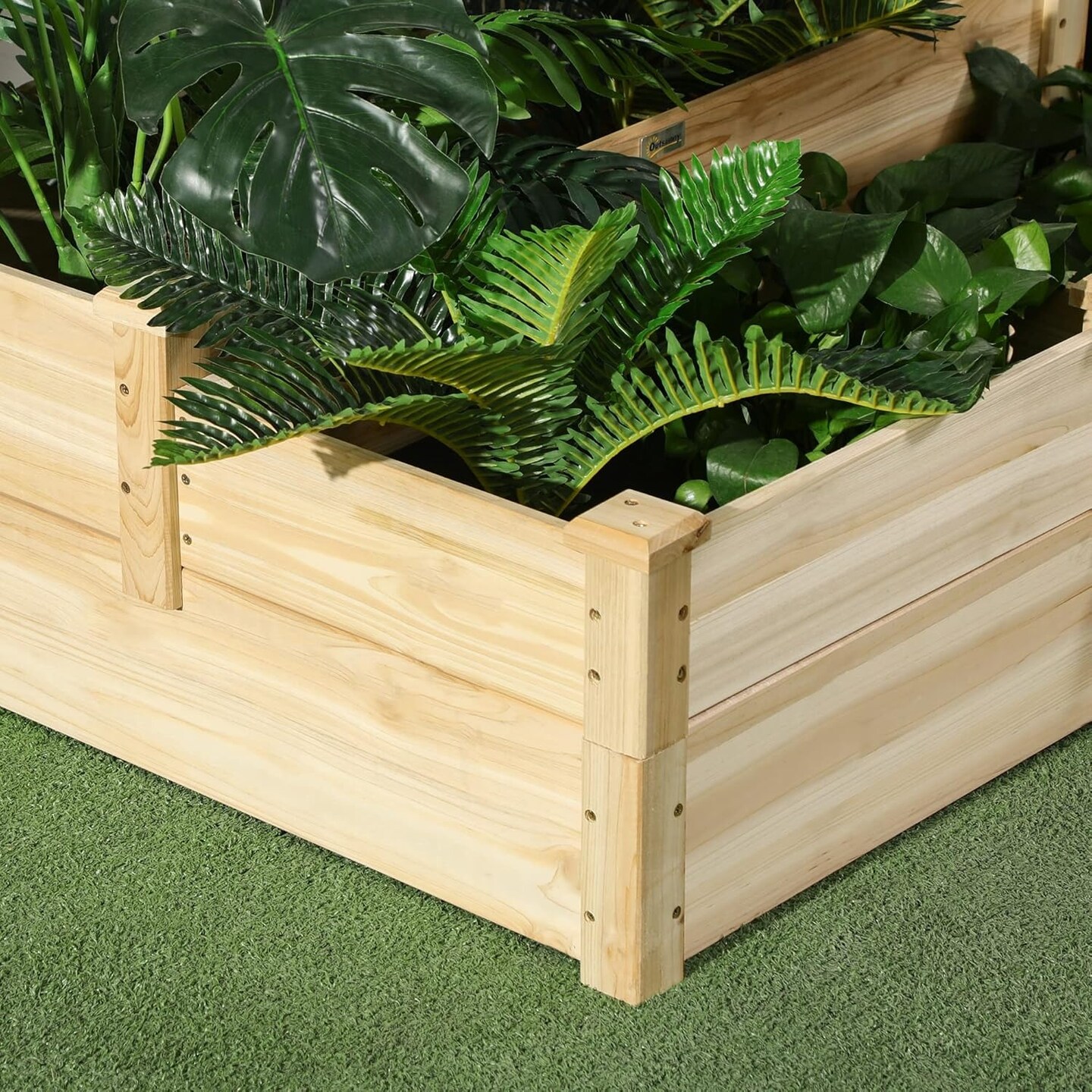 3-Tier Wooden Raised Garden Bed with Open Bottom