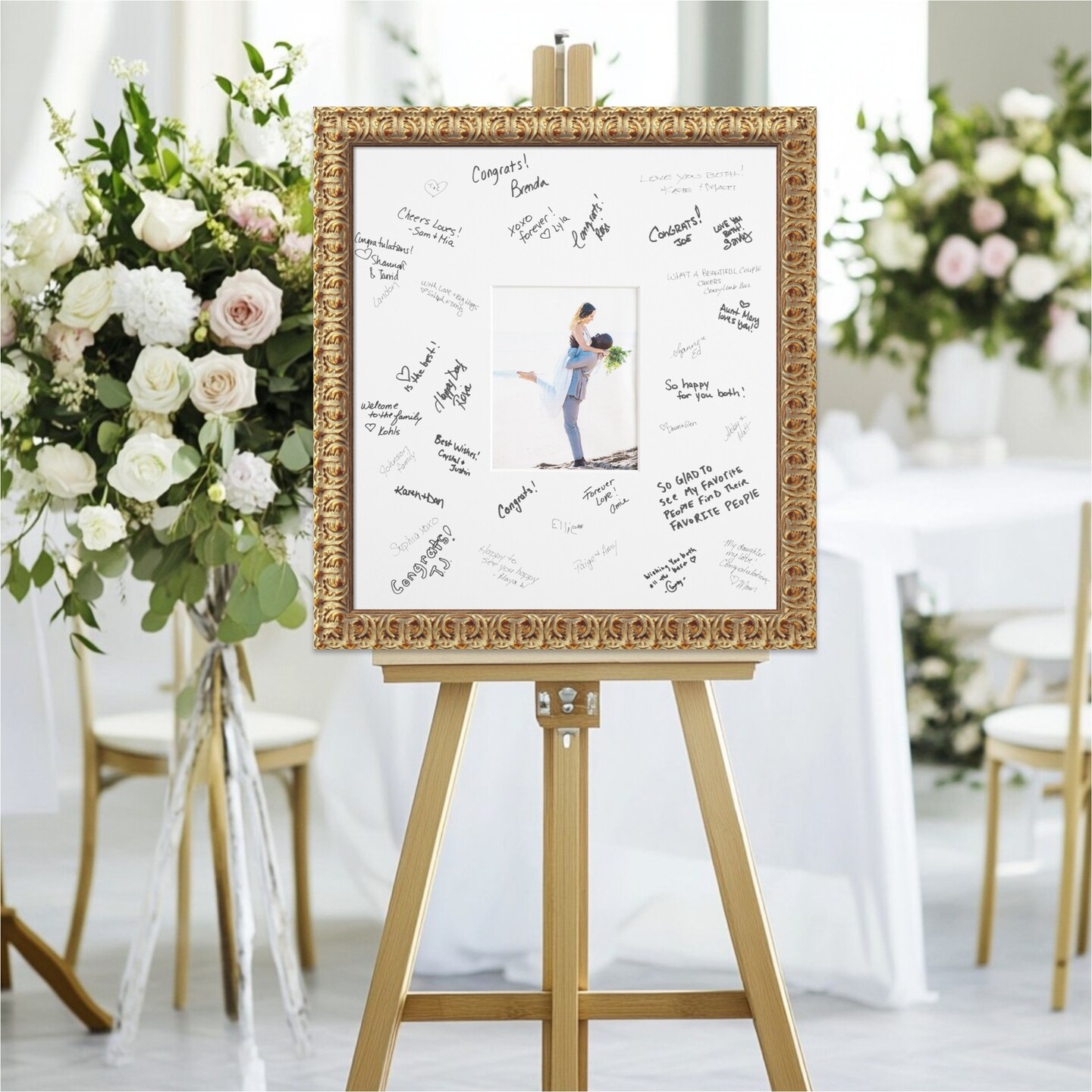 Florentine Signature Mat Picture Frame, Photo Frame Wedding Guest Book Alternative, Autograph Picture Mat for Signature Board, Wedding Celebrations Graduations Support Encouragement or Retirement