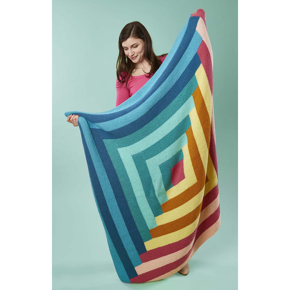 Herrschners  Chroma Color Block Blanket Knit Kit