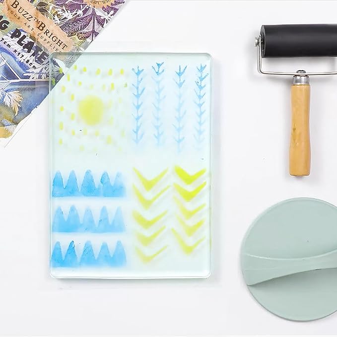 Gel Printing Plate kit, Complete Printmaking Set with 8”X10” Gelatin Plate, Brayer, Printmaking Paper, Acrylic Paint and Essential Tools for Mixed Media Art, Monoprinting, Card Making