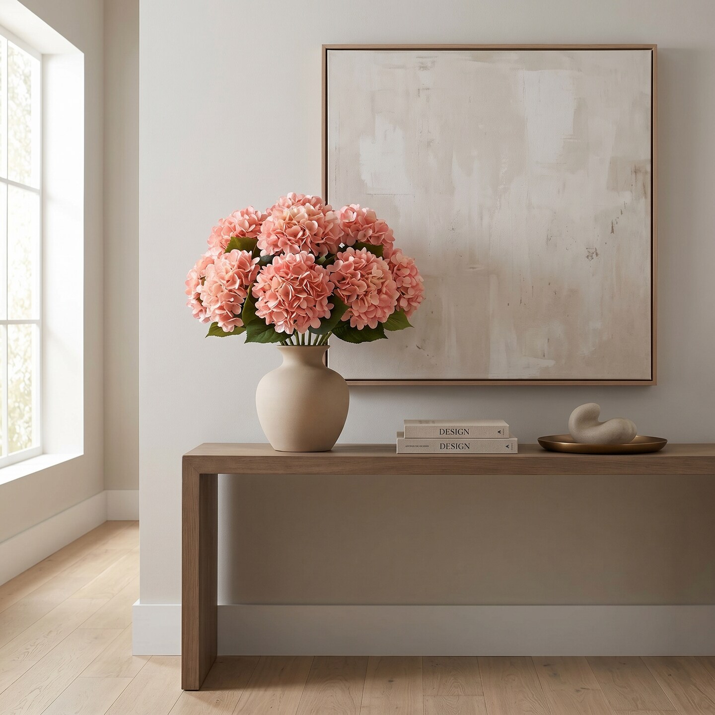 2PC Romantic 18-Inch Pink Hydrangea Stem- Charming 7-Inch Diameter - Ideal for Home Décor, Wedding Centerpieces, and Special Occasion Floral Designs, Floral Home by Artificial Flowers