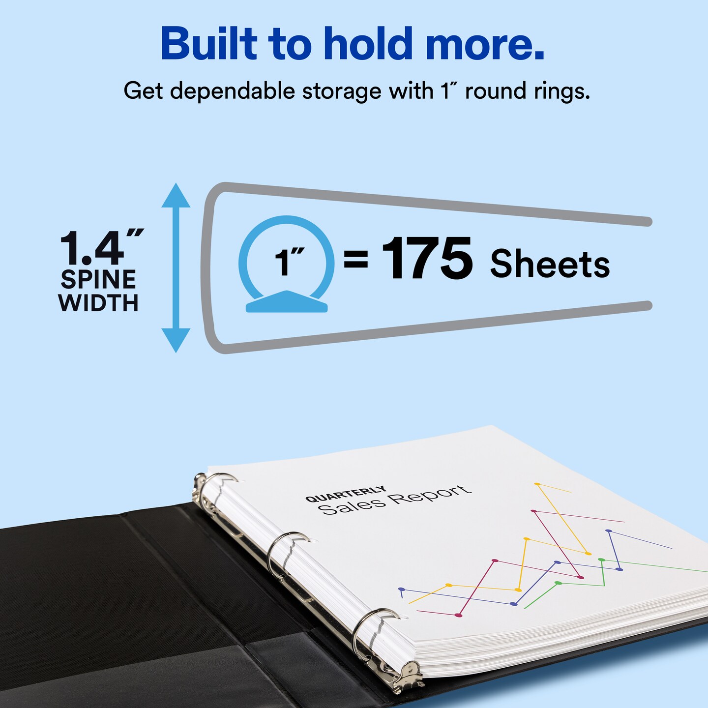 Avery Standard View 3 Ring Binders, 1" Round Rings, 175-Sheet Capacity, 1.4 Inch Wide Spine, White Binders, Ideal for Lightweight Organization and Occasional Referencing (4-Pack of 19200)