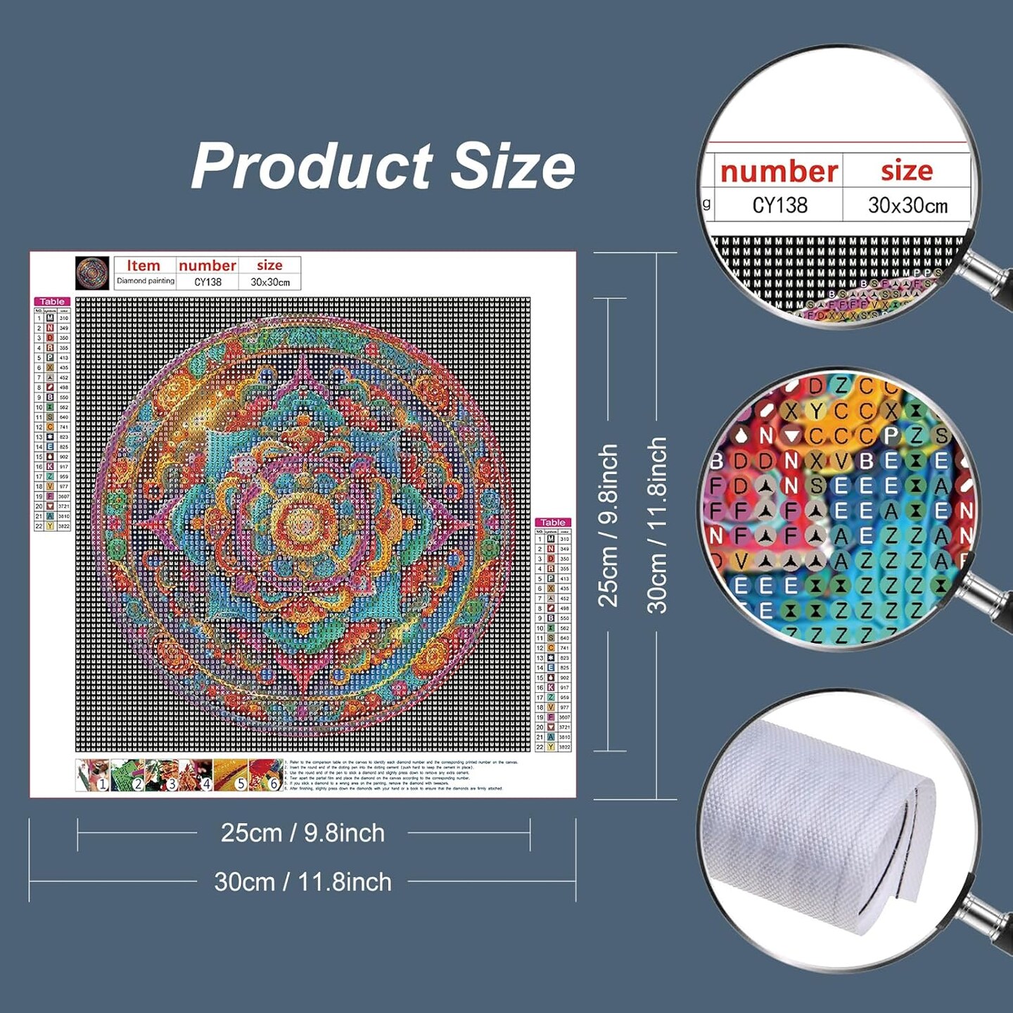 Mandala Diamond Painting Kit for Adults – 5D DIY Round Full Drill Diamond Art for Beginners, 12×12 Inch Wall Decor & Gift