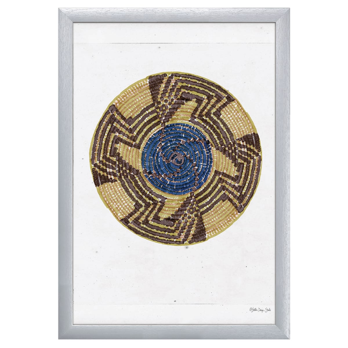 12" x 16" Basket Study 4 Framed Wall Art, Contemporary Abstract Home Décor, Glass Facing and Hanging Hardware Included