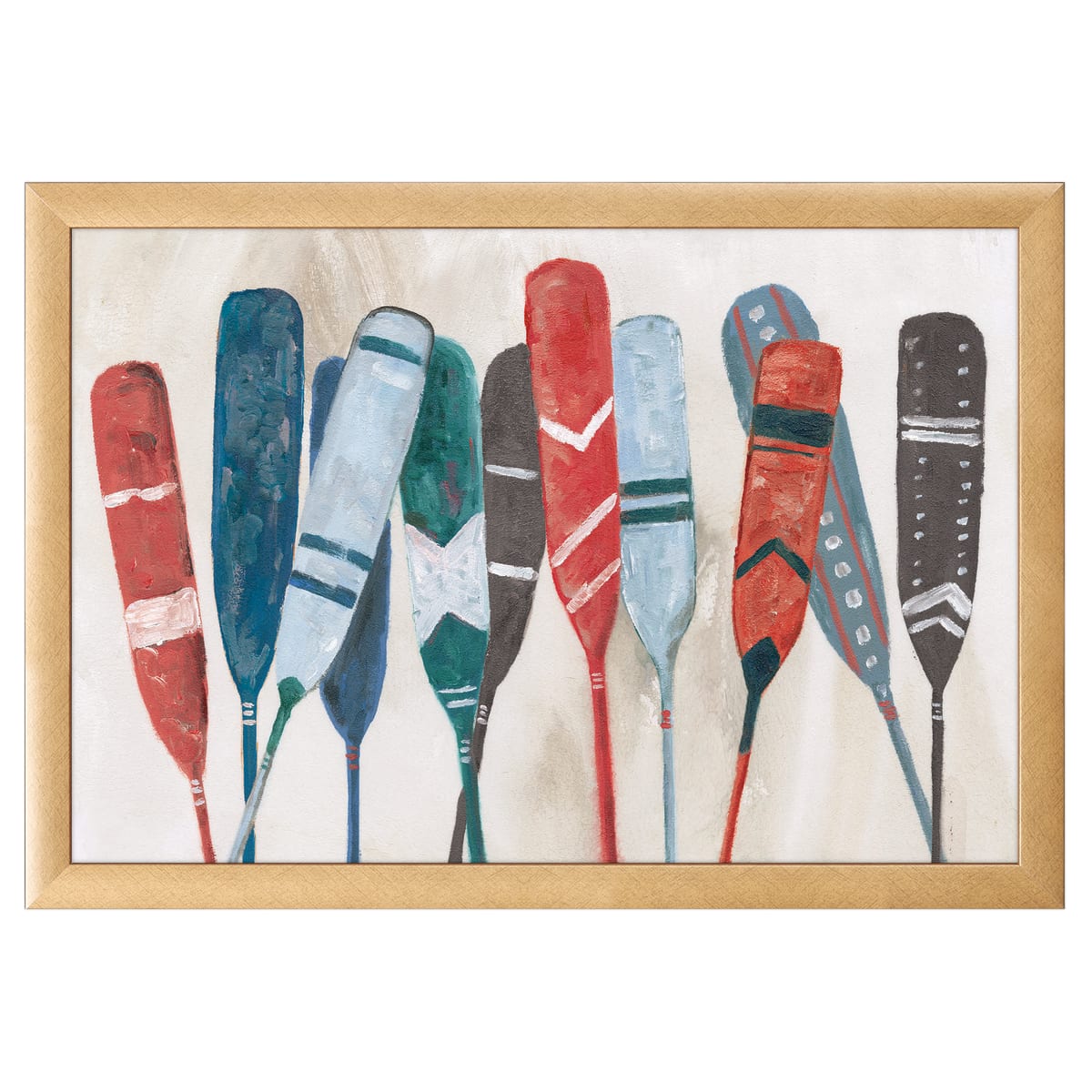 12" x 18" Pattern Paddles Framed Wall Art, Contemporary Coastal Home Décor, Plexiglass Facing and Hanging Hardware Included