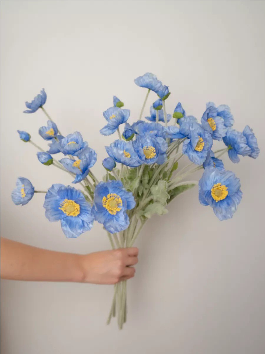 Artificial Poppy Silk Flowers Faux Poppy Flower Stems for Wedding Party Table Centerpiece Arrangement
