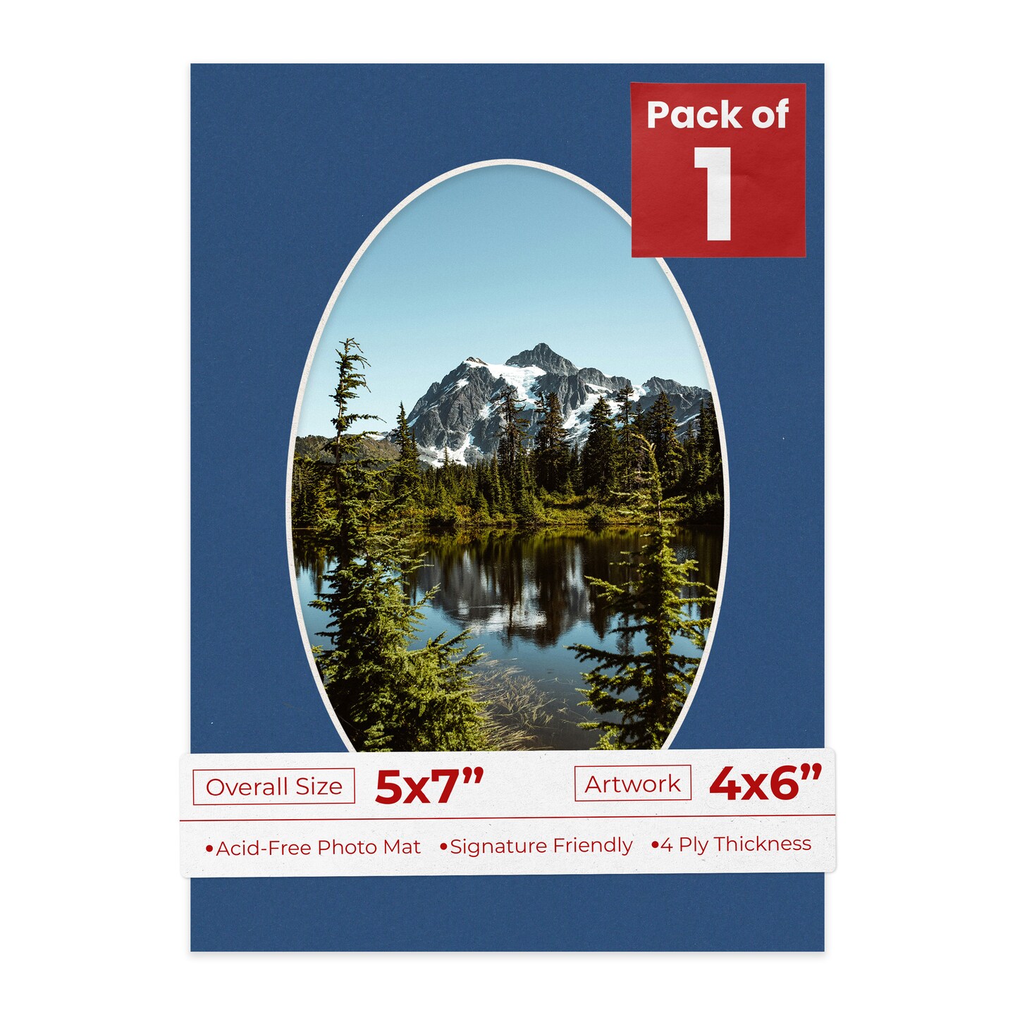 Bottle Blue Mat Board for 5x7 Frames - Oval Opening for 4x6 Photos