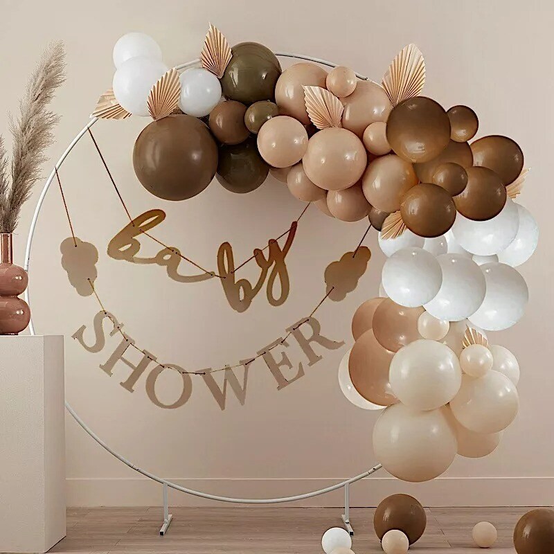 124 Brown White Double Layer Latex Balloons Garland Arch Decorations Kit Party