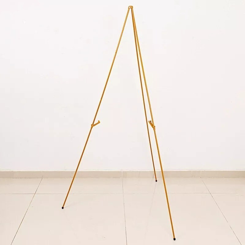 65&#x22; Gold Metal Easel Collapsible Tripod Stand Party Events Decorations Supplies