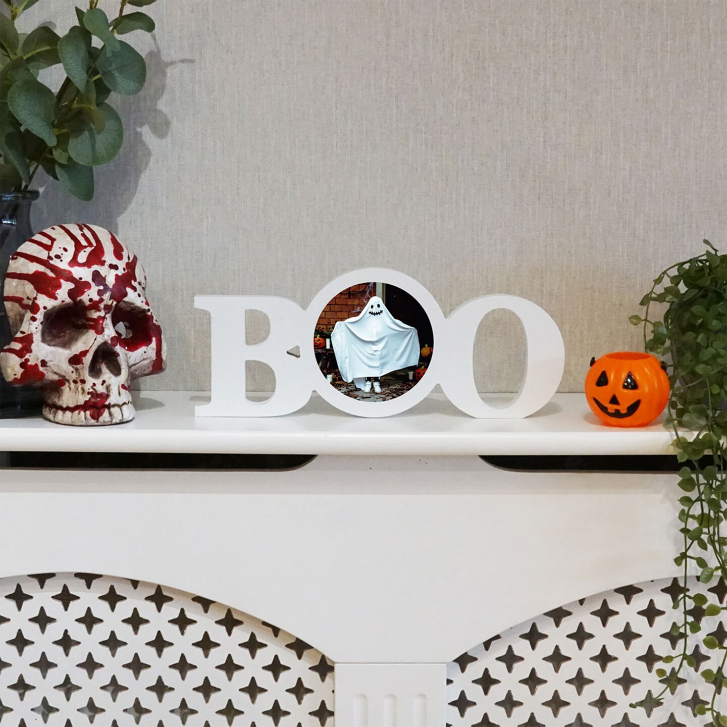 Sublimation Halloween White Coated Wood Word Blocks D&#xE9;cor for Halloween&#x2013; Sublimation Ready with 3.74&#x201D; Plate- Boo