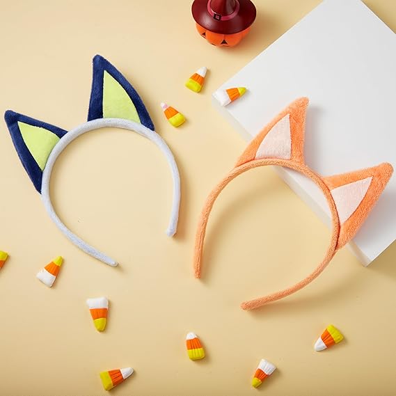 2PCS Halloween Dog Ears Headbands, Animal Headwear Cosplay Costume Accessories, Funny Hair Decoration, Cute Lovely Plush Headgear for Kids Girls Adults Women Party Favors